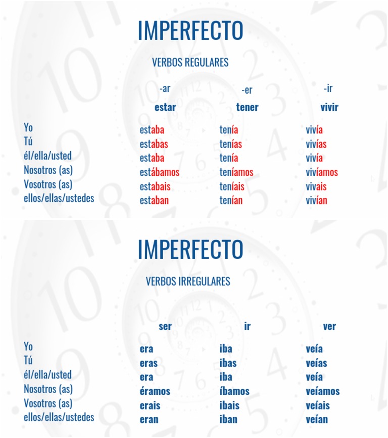 Verbos en Pretérito Imperfecto | PDF