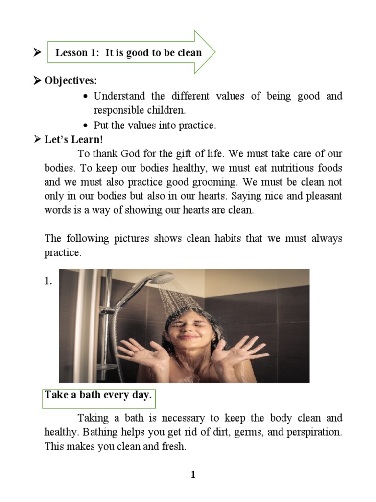 Practicing Clean Habits: Taking Care of Our Bodies and Hearts | PDF ...