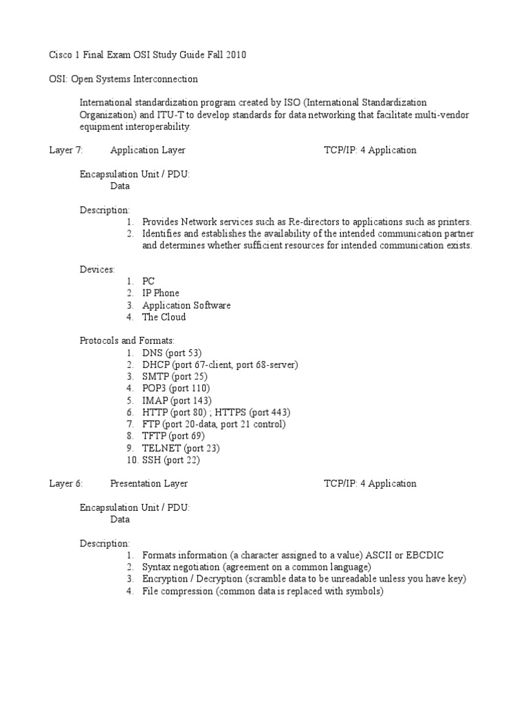 Ccna 1 Semester 1 Study Guide