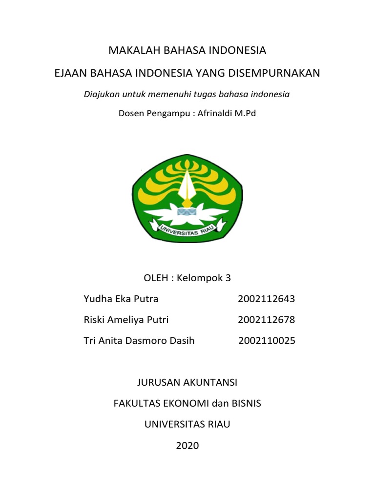 Makalah Bahasa Indonesia Kelompok 3 Pdf