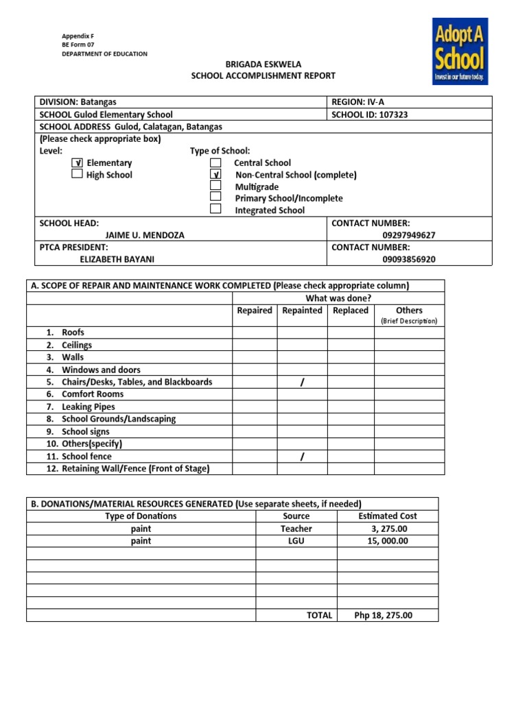 Brigada Eskwela Forms 2016 - 2017 | PDF | Business