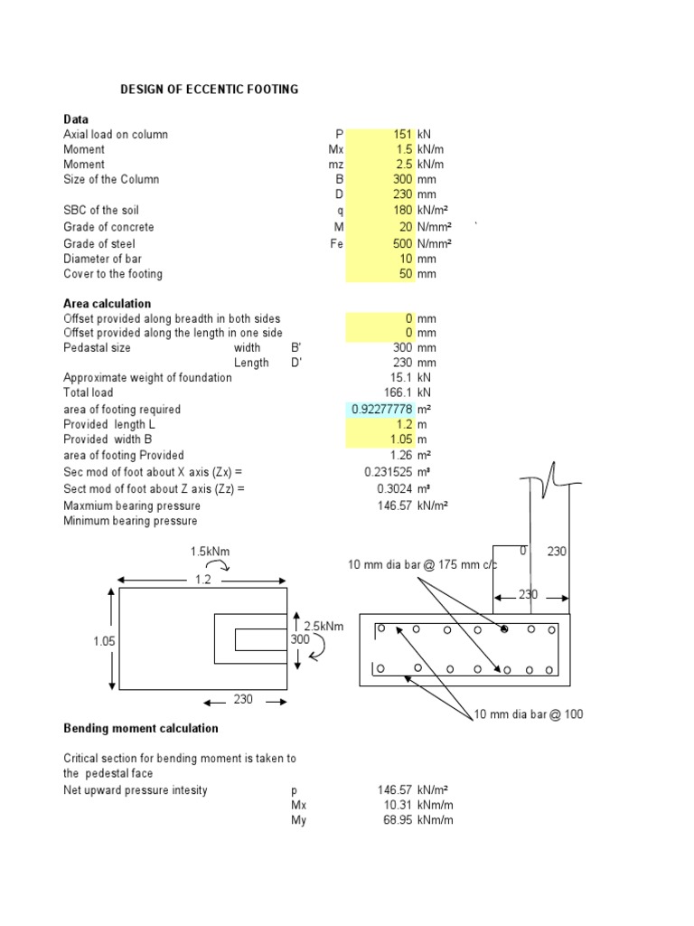 Eccentric Footing Design Analysis | PDF | Classical Mechanics ...