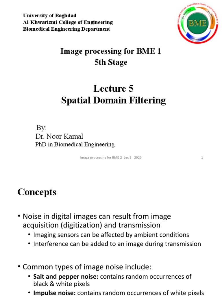 Spatial Filtering for BME Students | PDF | Computer Vision | Image ...