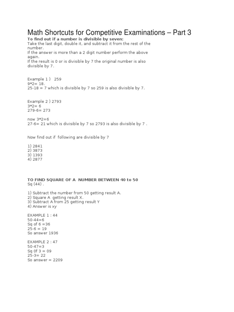 Vedic Math Shortcuts for Exams | PDF | Mathematical Objects | Teaching ...