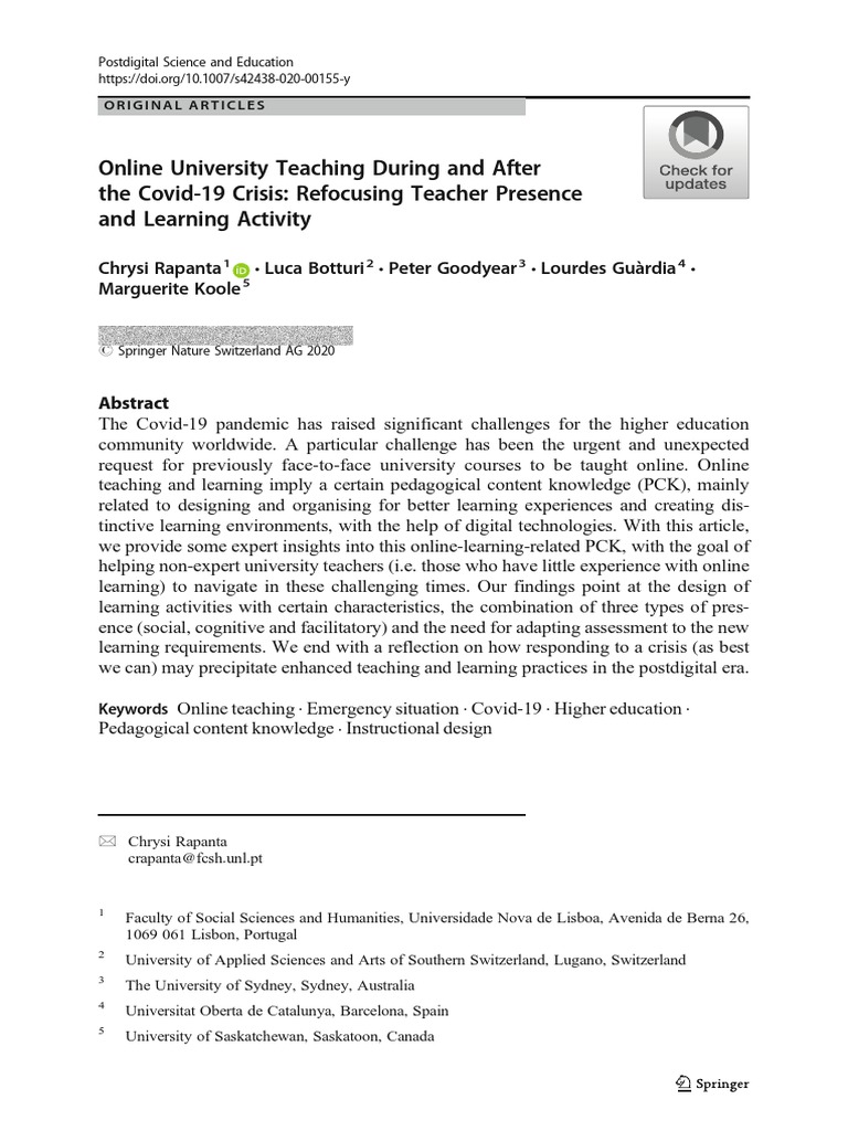 Online Teaching for University Staff | PDF | Educational Technology ...