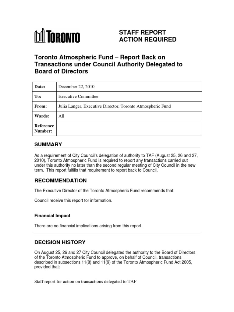 TAF Transactions Report to Council | PDF | Board Of Directors ...