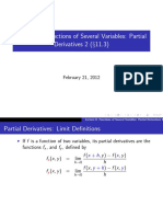 Lecture 8. Functions of Several Variables: Partial Derivatives 2 ( 11.3)