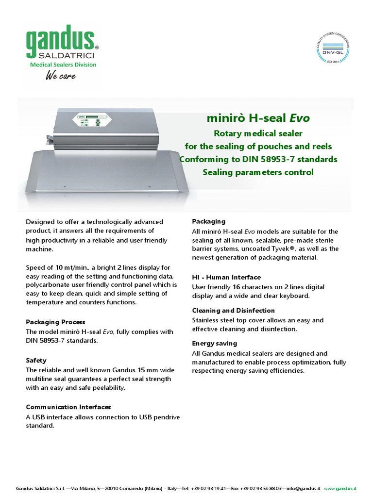 Miniro-H Seal-Evo-Technical-Sheet | PDF | Packaging And Labeling | Usb
