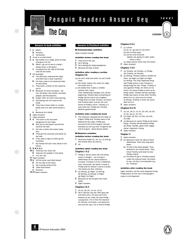 The Cay. Answer Key PDF Books