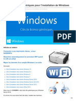Clés de Licence Génériques Pour Linstallation de Windows