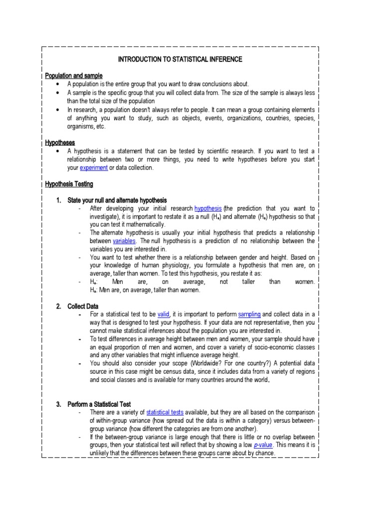 Introduction to Statistical Inference | PDF | P Value | Statistical ...