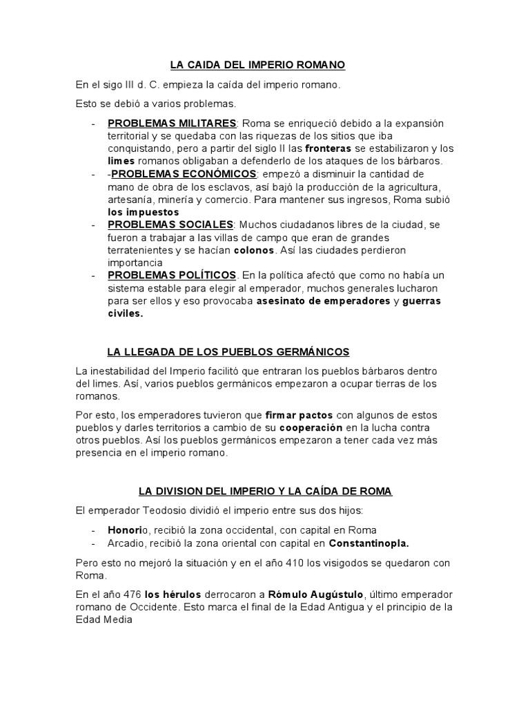 Causas de la Caída del Imperio Romano | PDF