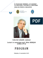2019 - Program - Lecturi in Memoriam Acad. Silviu Berejan - Ora 15.05 - 2019.11.07 PDF