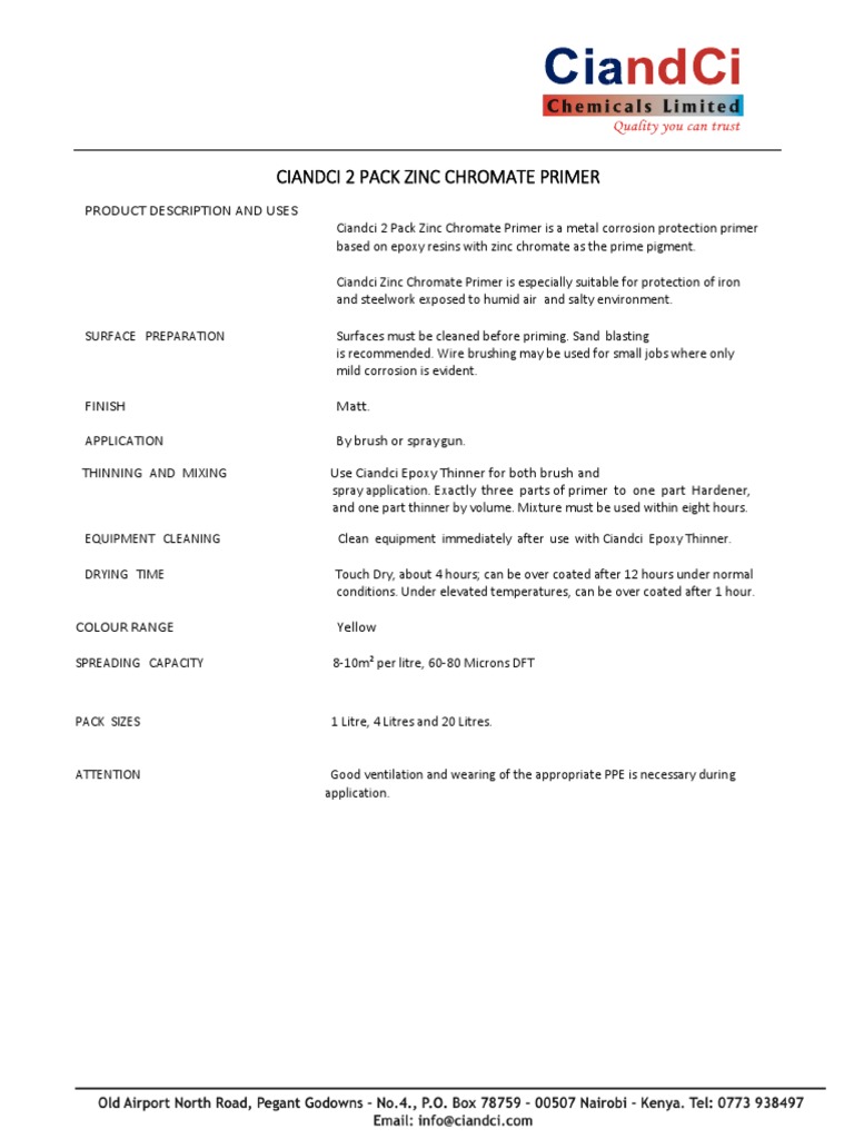 Ciandci Zinc Chromate Primer TDS Updated