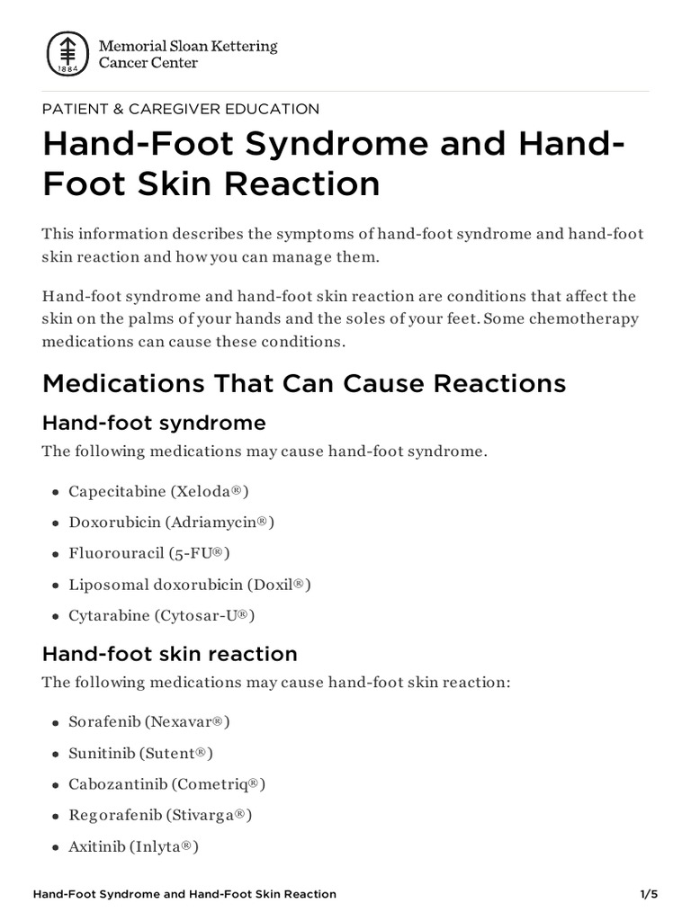 Jurnal Hand Foot Syndromes PDF Diseases And Disorders Clinical