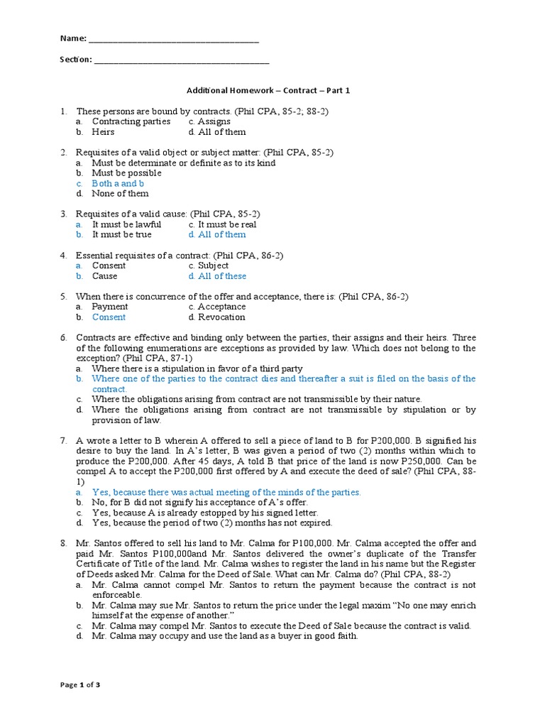 Homework Contract Template Guide | PDF | Annulment | Legal Ethics