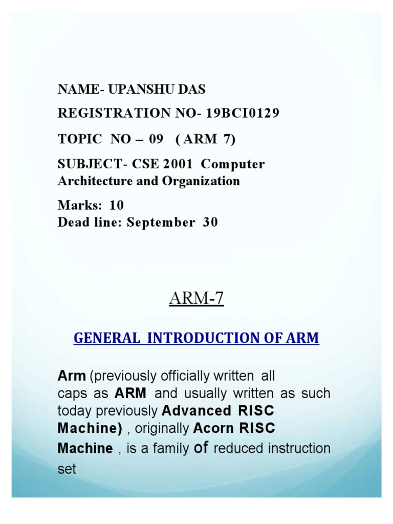 Overview of ARM 7 Architecture | PDF | Arm Architecture | Cpu Cache