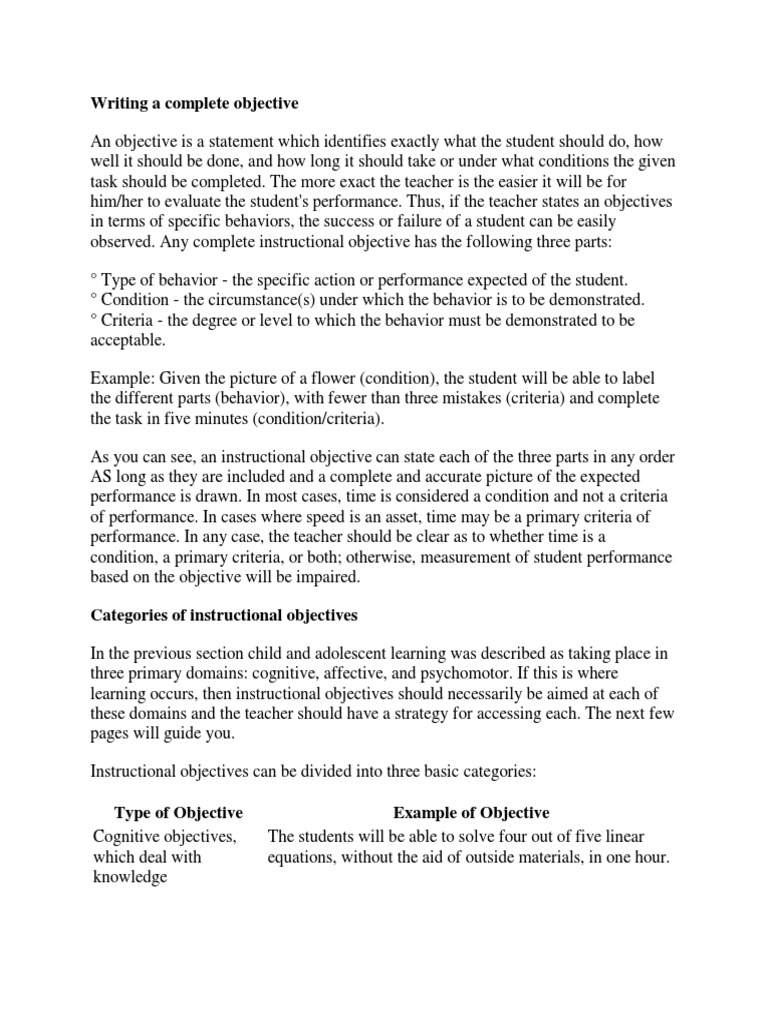 Writing Effective Instructional Objectives | PDF | Neuroscience ...