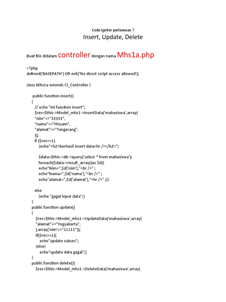 Code Igniter Pertemuan 7 | PDF | Computer Programming | Computer Data
