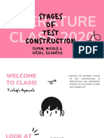 Stages OF Test Construction: Literature CLASS 2020