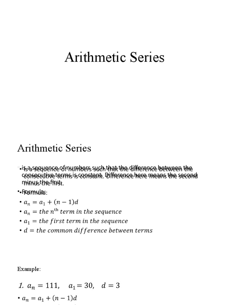 Understanding Arithmetic Series Basics | PDF | Teaching Methods & Materials