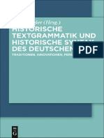 Historische Textgrammatik Und Historische Syntax Des Deutschen Traditionen, Innovationen, Perspektiven by Arne Ziegler Aisd PDF