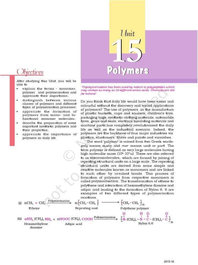 Polymers PDF | PDF | Polymerization | Polymers