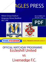 Eccleshill United VS Liversedge F.C. - Match Programme