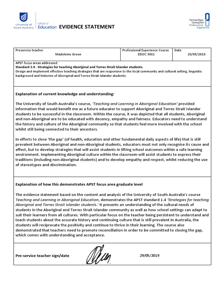 Evidence Statement: Explanation of Current Knowledge and Understanding ...