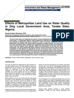 Effects of Metropolitan Land Use On Water Quality in Zing Local Government Area, Taraba State, Nigeria.