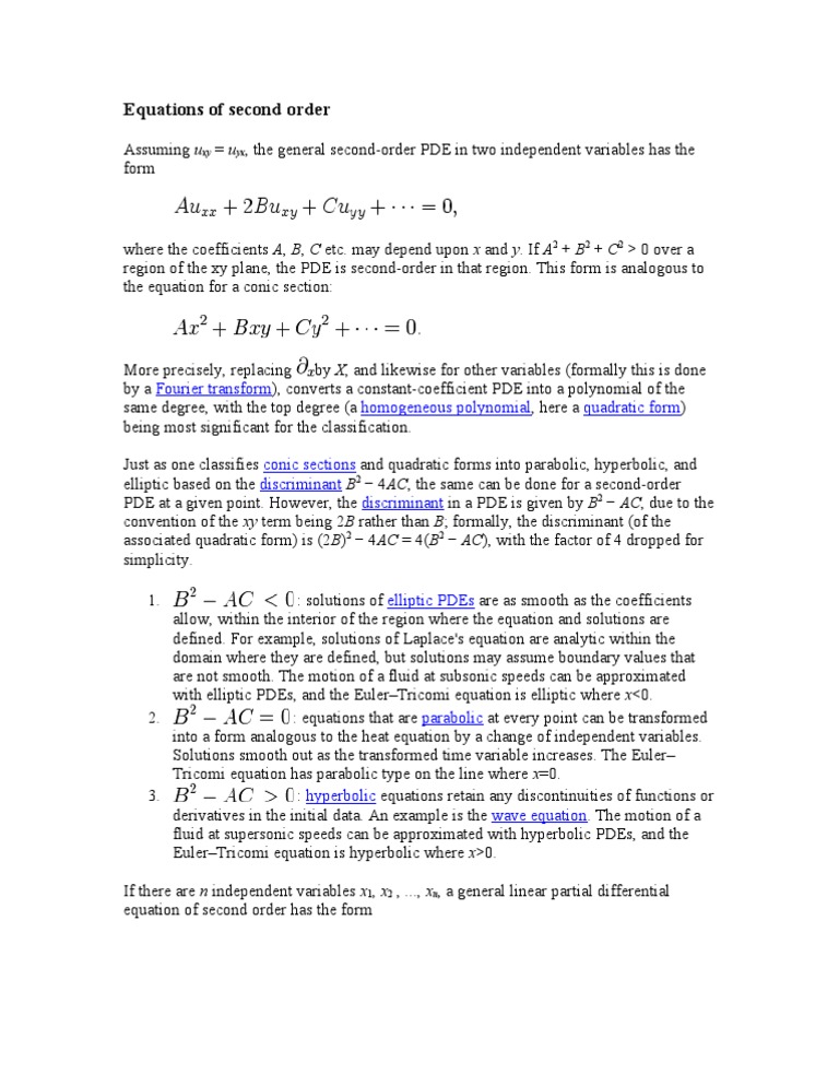 Understanding Second Order PDEs | PDF