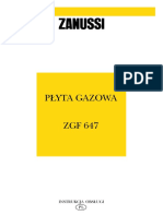 Instrukcja Obsługi Zanussi Płyta Gazowa ZGF647ICX