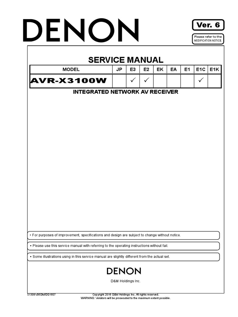 Denon Avr-X3100w Ver.6 | PDF | Electrical Connector | Insulator.