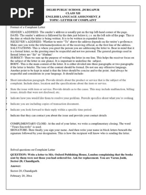 Complaint letter