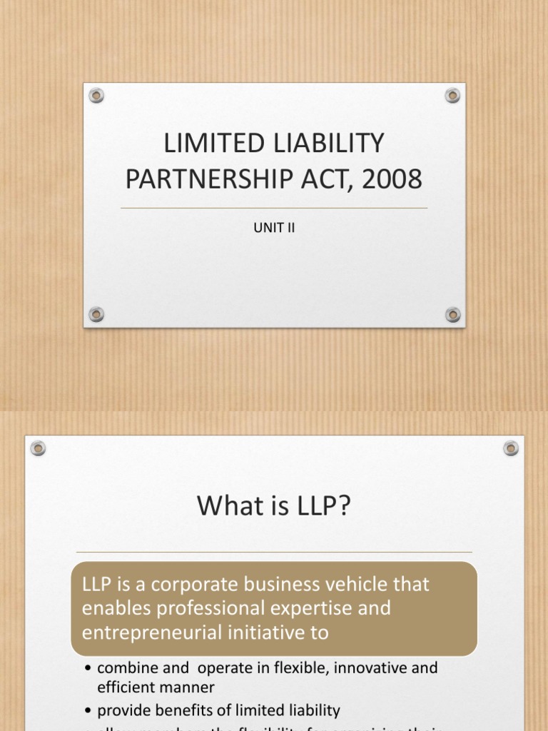 Understanding Limited Liability Partnerships | PDF | Limited Liability ...