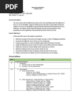 NEU Law Torts Syllabus Case List 2020 PDF