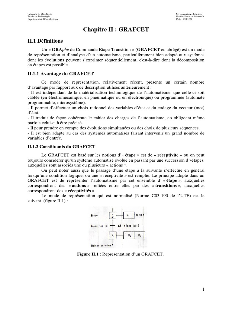 Introduction au GRAFCET Niveau 1-2 | PDF | Départements de France ...