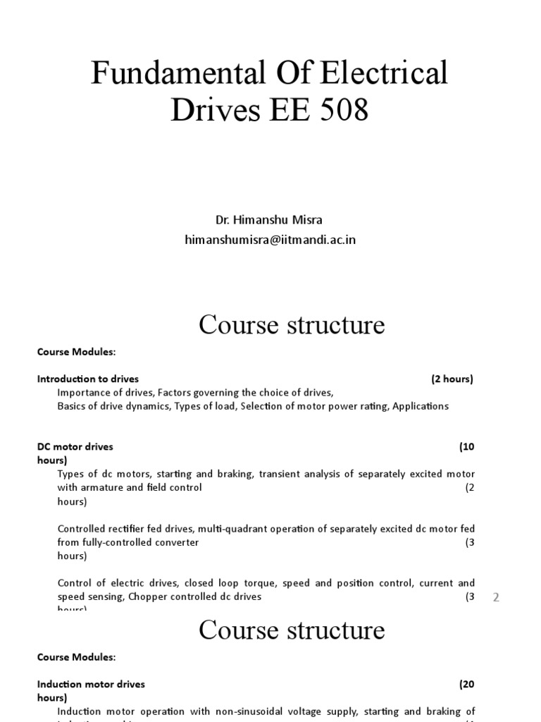 Fundamental of Electric Drives | PDF | Electric Motor | Power Inverter