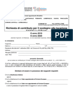 Richiesta Di Contributo Per Il Sostegno Alla Locazione: O Anno 2019 O Anno 2020