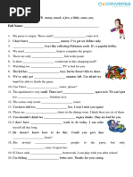 Quantifiers Many Much A Few A Little Some Any 2 Grammar Drills - 98297