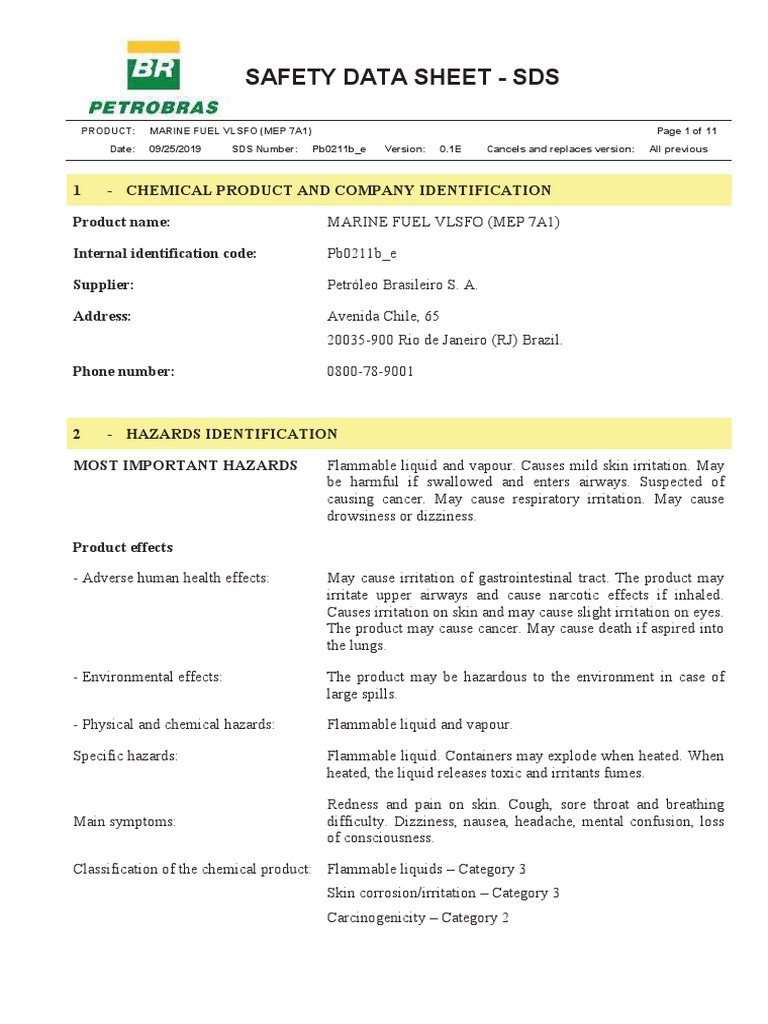 MSDS MARINE FUEL VLSFO DSJ PDF Safety Occupational Safety And