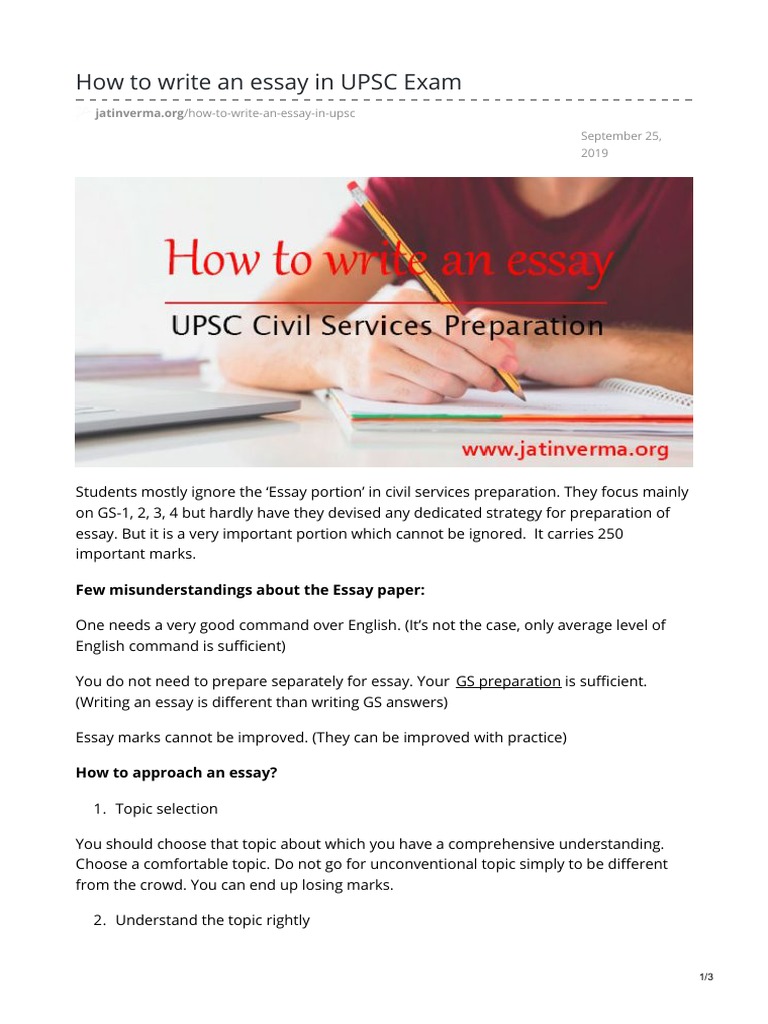How To Write An Essay in UPSC Exam Few Misunderstandings About The Essay Paper PDF Essays