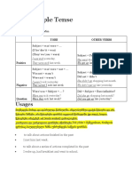 Past Simple Tense: Tobe Other Verbs