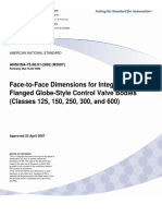 Face-to-Face Dimensions For Integral Flanged Globe-Style Control Valve Bodies (Classes 125, 150, 250, 300, and 600)