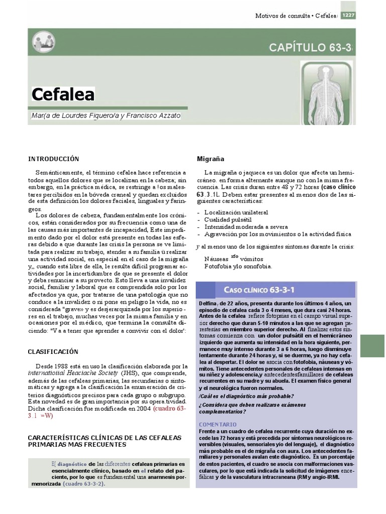 002 - Semiologia Medica Argente Alvarez 2a Ed-1276-1285 PDF | PDF | Migraña  | Dolor de cabeza