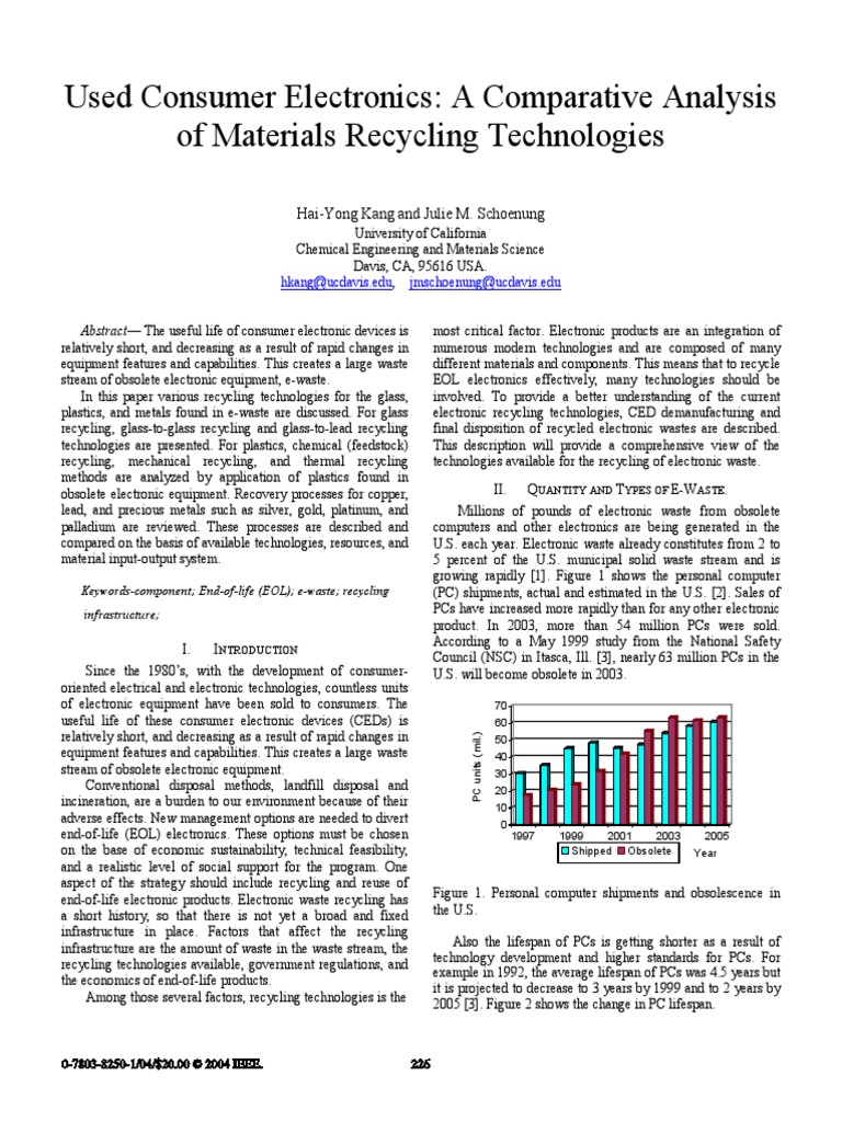 Used Consumer Electronics A Comparative Analysis of Materials Re | PDF ...