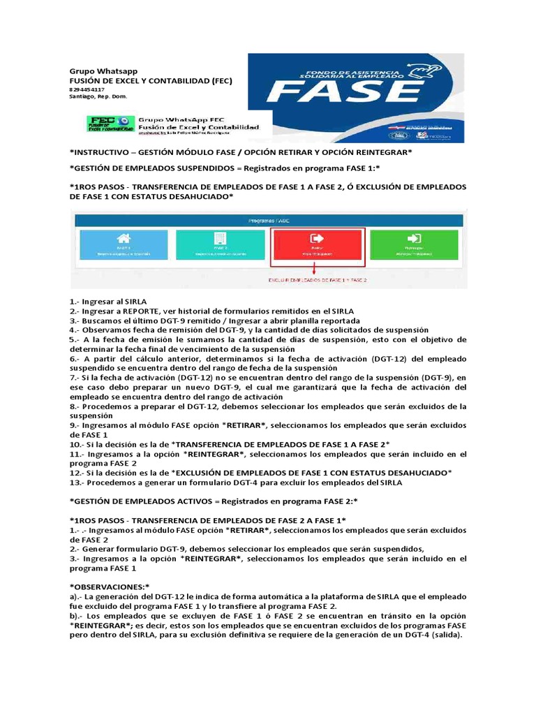 INSTRUCTIVO GESTIÓN MÓDULO FASE - PLATAFORMA SIRLA (1) | PDF | Business