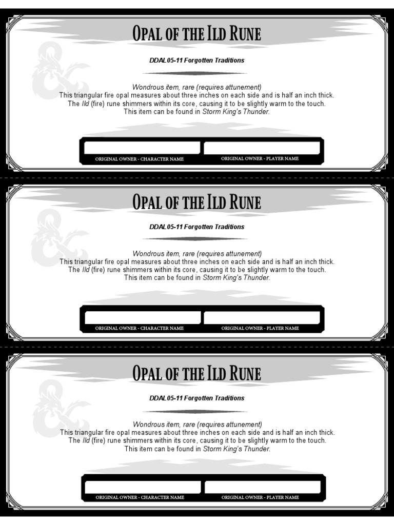 Opal of the Ild Rune in D&D 5E | PDF