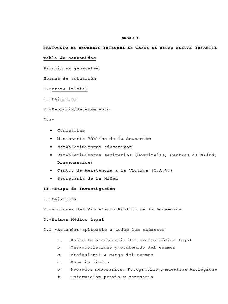Protocolo Integral para Abuso Sexual Infantil | PDF | Abuso sexual ...