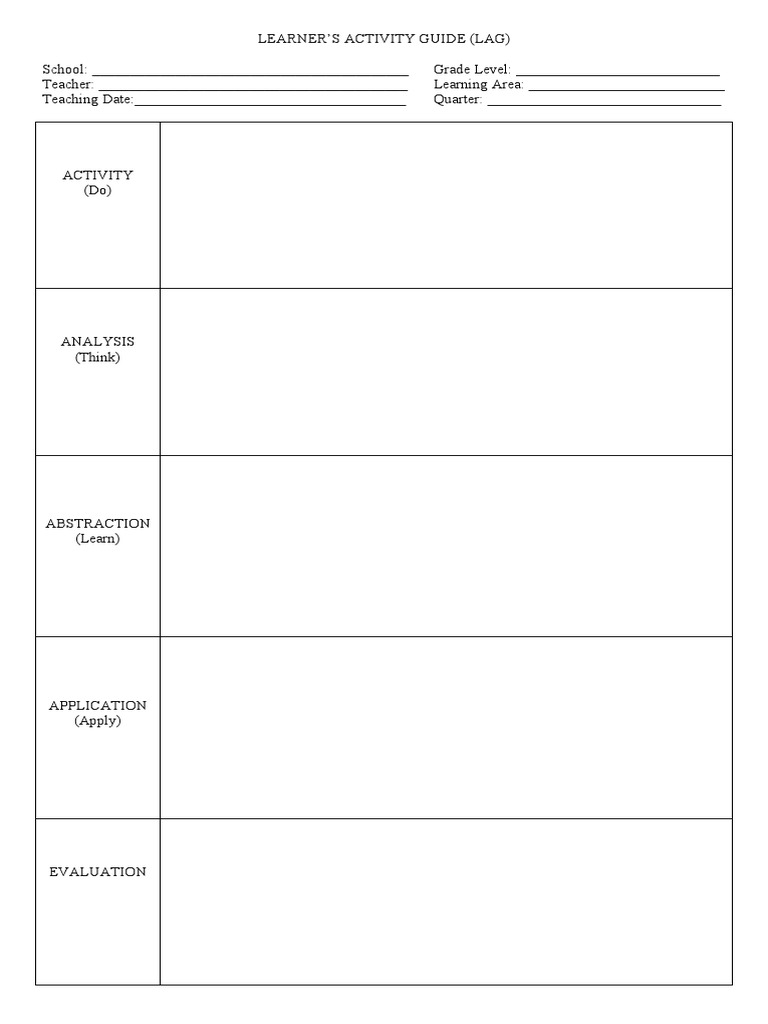 Learner's Activity Guide Template | PDF | Career & Growth